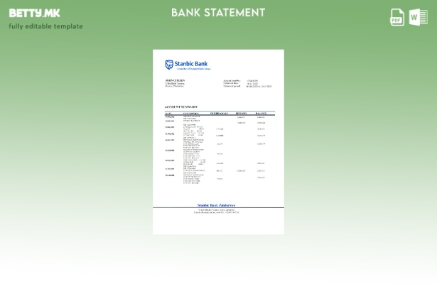модерен стил Зимбабве Станбик шаблон за извод од банка